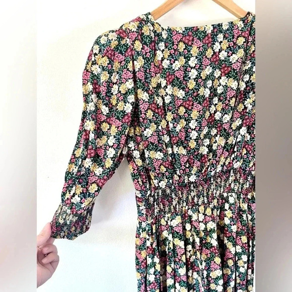 Zara Ditsy‎ Floral Shoulder Pad Full Button Front Mini Dress Size Medium - Picture 9 of 11